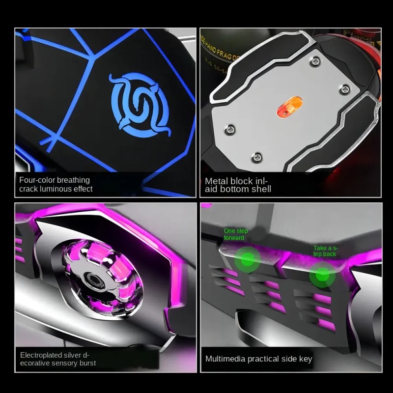 Mouse Gamer K-Snake Q5 con 6 Botones, 3200 dpi y