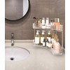 Corner Bathroom Organizer, Clear Acrylic Makeup Storage with Brush Holder,
