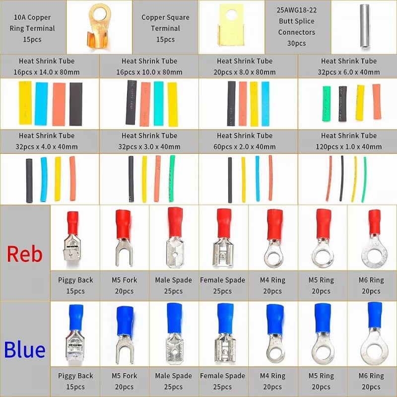 Lostrain Terminales Aisladas Conectores Con Tubos Termorretráctiles
