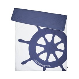 SCHIETWETTER Accessory Bed Linen Steering Wheel 135 x 200 cm, 2-Piece Duvet Cover, Pillowcase, Bed Linen Set, Maritime Reversible Cover, 100% Cotton, Navy OS