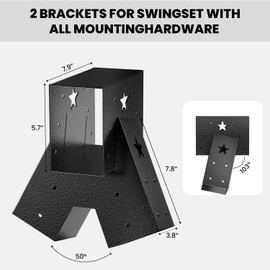 Heavy Duty Swing Set Brackets Kit with 2 A-Frame Brackets and 2 Swing Hangers for Wooden Playsets, DIY Backyard Playground Equipment Mounting Parts and All Hardware for Easy Installation