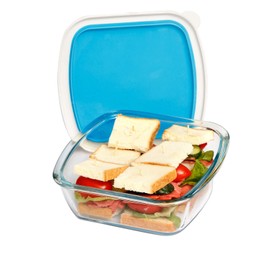 NUTRIUPS Plato de vidrio para hornear, recipientes de alimentos con tapas, almacenamiento de alimentos, cacerola cuadrada de vidrio para horno y lavavajillas, cacerola de una porción para lasaña, risotto (1 litro cuadrado – 2 piezas)