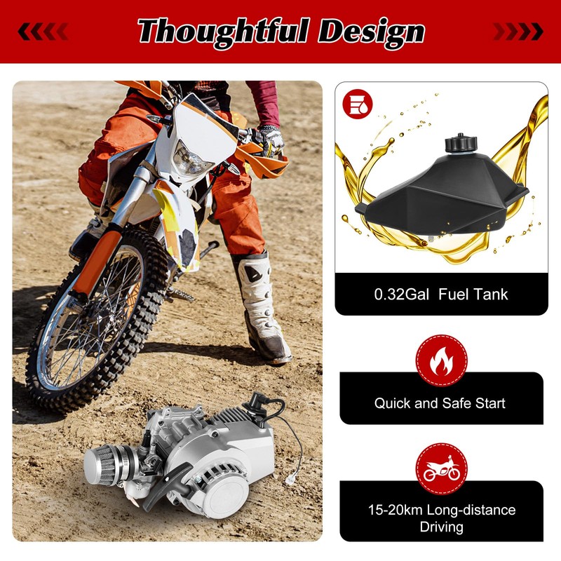 JAYGOVAN 49cc 50cc 2 Stroke Racing Engine Motor, Gasoline Engine
