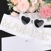 CIEHER Just Married Pearl Bride Sash and Bride Heart Shaped