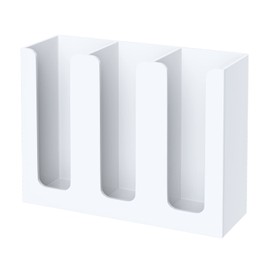 KOTEMON Acrylic Cup and Lid Holder, 3 Compartment, Disposable Coffee Cup Dispenser Cup Storage Organizer, White