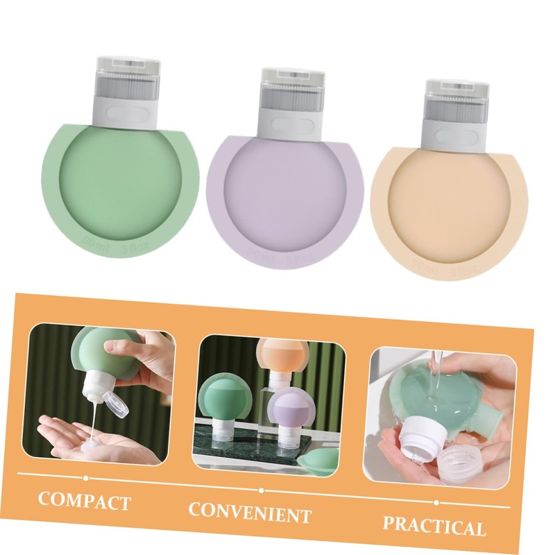WOONEKY 3pcs Mini Travel Toiletry Bottles 90ml Shampoo Bottle Leakproof