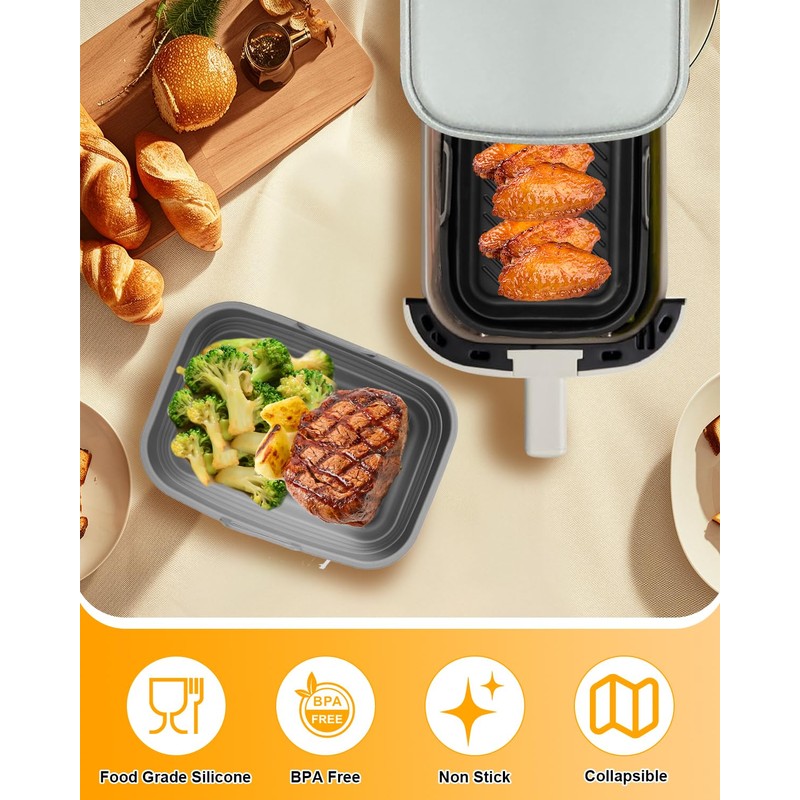Air Fryer Silicone Liners Collapsible 2-Pack for bella 4Qt(3.3lb) Slim