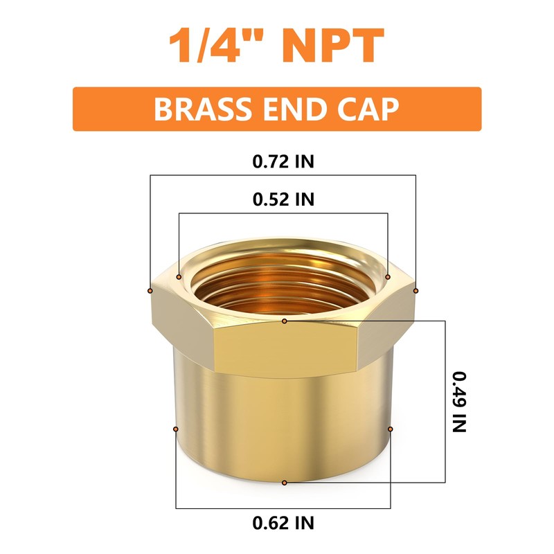 GASHER 1/4"NPT Brass Pipe Fitting Outer Hex Socket Pipe Plug,