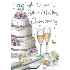 Regal Publishing Annivesary Card Silver (25th) - 9 x 6 inches, black|white|brown