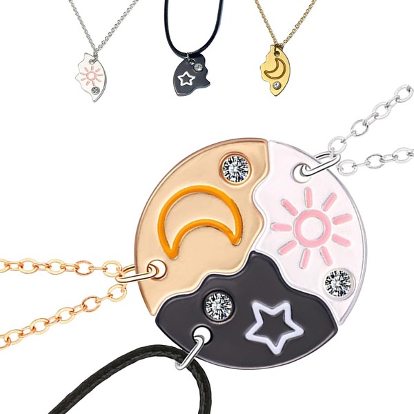 TJUSPIRIT Friendship Necklace for 3, Best Friends Partner Necklace, Women's