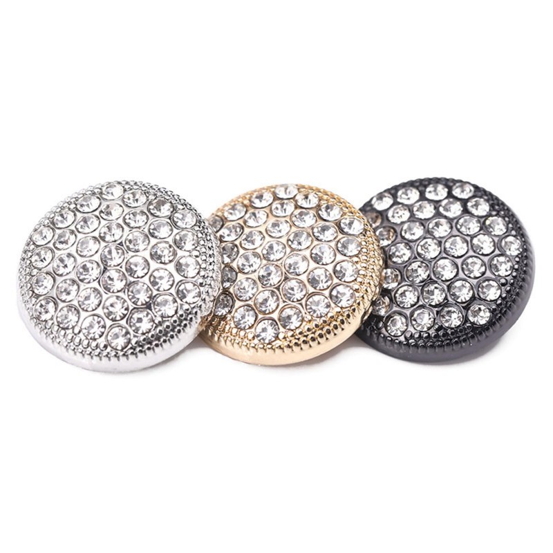 5 botones redondos de metal con diamantes de imitación, decoración