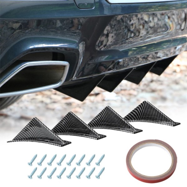 Unbranded 4 Wing Car Rear Bumper Lip Diffuser Splitter Spoiler