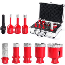 Diamond Drill Bits Set, Tile Hole Saw Kit, Cutter Suitable for Tiles, Marble, Ceramic and Granite. 9 Pcs (6/8/10/20/25/35/50mm/SDS)