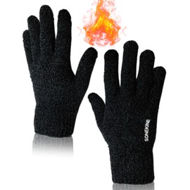 SONEKINE Winter Gloves for Men and Women, Cozy Touch Screen Texting Gloves - 1 Pair, Microfiber Gloves for Cold Weather (Black-L, Medium/Large)