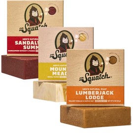 Dr. Squatch Natural Bar Soap for Men – Shower & Bath Soap, Handcrafted With Natural Ingredients & No Harsh Chemicals – Sierra Storm, Sandalwood Summit & Birchwood Breeze, 5oz (3-Pack)