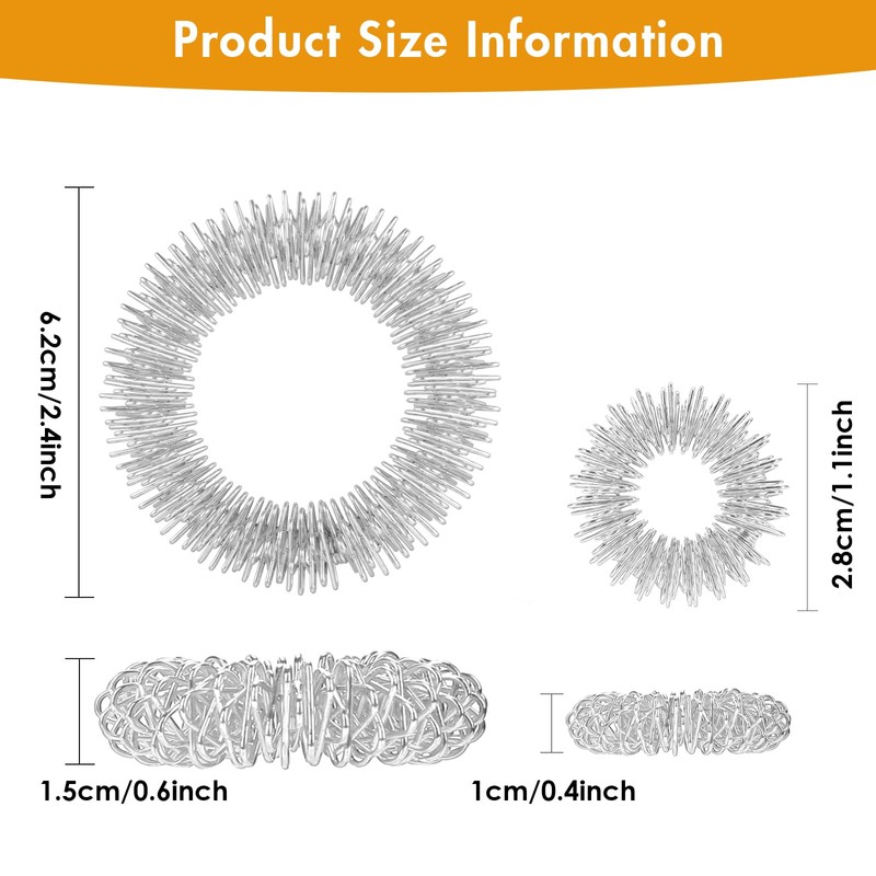 Pack of 10 Acupressure Ring Set, Finger and Wrist Massage