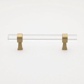 GlideRite 3.75-inch Clear Acrylic Cabinet Pulls Satin Gold Gold Finish