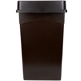 PRO&Family 92 Qt. / 23 Gallon / 87 Liters Brown Rectangular Wall Hugger/Slim Trash Can and Drop Shot Lid Set. Trash Bin Kitchen Garbage Can Waste Basket Recycle Bin