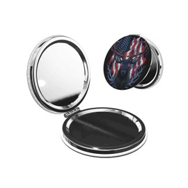 KWSAAHU Double-Sided Pocket Compact Mini Makeup Mirrors 1x, 2X Magnifying Mirror Portable Foldable Round Small Purse Mirror Suitable Daily Party Travel for Man Woman - Red-Eyed Elk