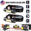 2x 1200000LM LED Headlamp Rechargeable Headlight Zoom Head Torch Lamp
