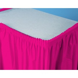 Pack of 6 Hot Magenta Pleated Disposable Plastic Picnic Party Table Skirts 14'
