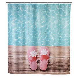 Wenko Shower Curtain Hawaii of Polyester 180x200cm, Multi-Coloured, 180 x 200 x 1 cm