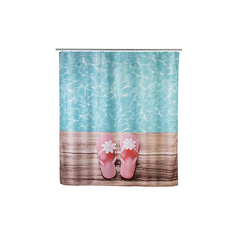 Wenko Shower Curtain Hawaii of Polyester 180x200cm, Multi-Coloured, 180 x