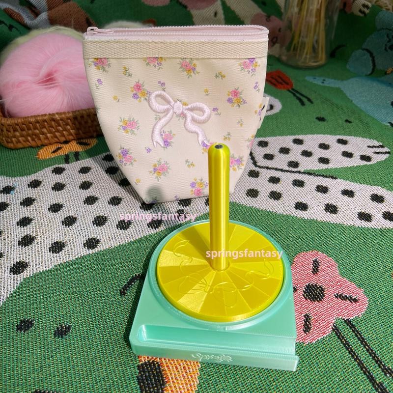 Shiny Mini Portable Yarn Spinner:_rose pink+embroidered bow bag