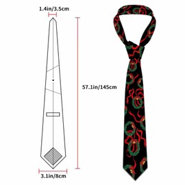 Yakuna Christmas Wreaths Mens Tie Holly Wreath Red Ribbons Golden Bells Men's Neckties Festival Gift for Boys Teens Men