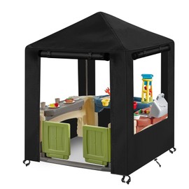 tonhui Outdoor Kids Playhouse Cover, 56" W x 56" D x 60" H Waterproof Playhouse Cover for Step2 Playhouse with Canopy, Openable Zipper Door and Windows, Windproof Design All Seasons Protection