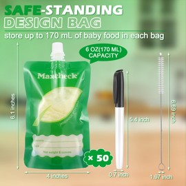 Maxcheck Maxcheck 28 Pcs Refillable Baby Food Pouches Maker Set Include 25 Pcs Portable Fruit Puree Storage Bags, Baby Food Maker, Pen and Brush for Babies Kids Toddlers