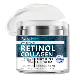 Collagen Retinol Cream for Face Unscented with Hyaluronic Acid Day & Night Moisturizer Face Cream Skin Tightening Cream for Face & Neck Cream Lifting & Recovery Rapid Wrinkles Repair 1.7 Oz