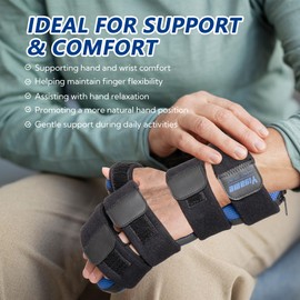 YiYame Resting Hand Splint with Finger Support for Stroke Recovery, Carpal Tunnel & Dupuytren's Contracture - Adjustable Wrist Brace for Left or Right Hand, L