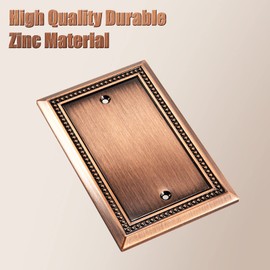 Henne Bery Sunken Pearls Decorative Wall Plate Switch Plate Outlet Cover (Single Blank, 2 Pack, Antique Copper)