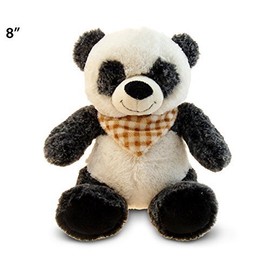 DolliBu Plush Panda Bear Stuffed Animal - Soft Fur Huggable Panda Bear, Adorable Playtime Panda Bear Plush Toy, Cute Wild Life Cuddle Gift, Super Soft Plush Doll Animal Toy for Kids & Adults - 8 Inch