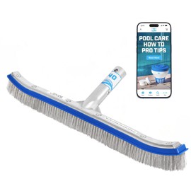 440 Combo Nylon and Stainless Steel Pool Brush - 18-Inch Heavy Duty Pool Brush Head for Cleaning Inground Pool Tiles, Walls, Floor and Steps - Scrub Brush Replacement Head, Strong Bristles - No Pole