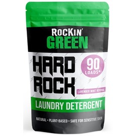 Rockin' Green Hard Rock Laundry Detergent for Hard Water (90 Loads), Plant based, Natural Laundry Detergent Powder, Biodegradable Odor Fighter, Safe for Sensitive Skin, 45 oz (Lavender Mint Revival)