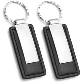 2 Pcs Black Leather Key Chain with Metal Key Ring Black Leather Keyring Key Fob Hanging Ornament Car Keychain for Car Keychain