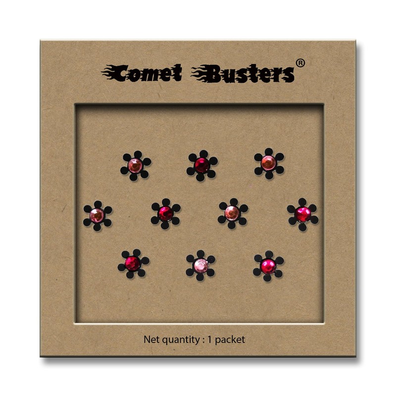 Comet Busters Collection Black Bindi With Pink Stone
