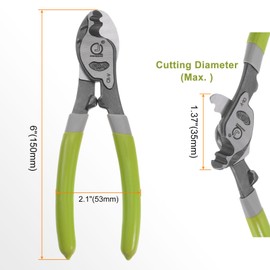 HARFINGTON 2pcs 6-Inch Cable Cutter Industrial Strength High Leverage Electrical Wire Cutters for Aluminum, Copper, Wire, Communications Cable