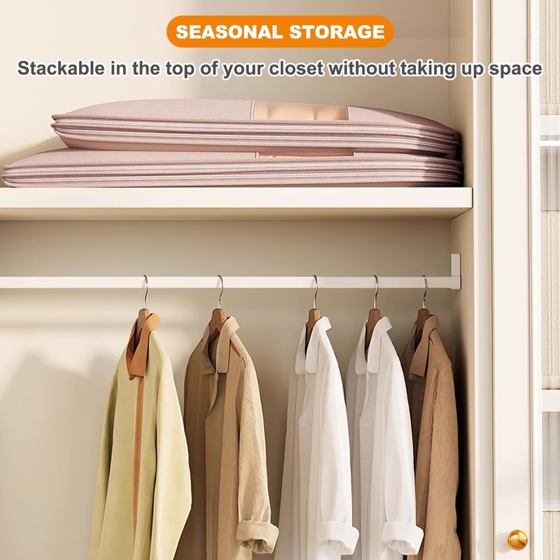 Space Saving Hanging Garment Bag with Self Compression Zipper,Dust Cover