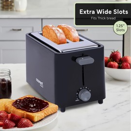 Courant 2-Slice Toaster Cool Touch with Extra Wide Slots For Bread, Bagels & Waffle with 6 Adjustable Shade Settings, Crumb Tray & Cancel Function Extra-Lift Feature, compact Design – Black
