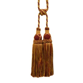 DÉCOPRO Beautiful Burgundy Red, Gold Curtain & Drapery Large Double Tassel Tieback / 10" Tassel, 30 1/2" Spread (Embrace), 3/8" Cord, Imperial II Collection Style# TBIC-2 Color: Burgundy Gold - 1253