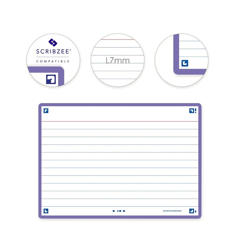Flash Cards, Ruled with Violet Frame, A6, Pack of 80