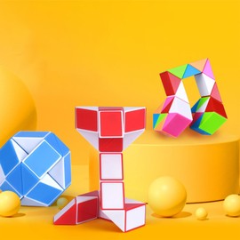 Magic Snake Cube, 24 Parts Toy Magic Ruler Twist Puzzle Toy for For Kids & Adults, Multicolored