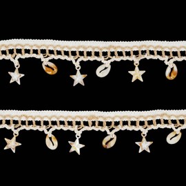 5 Yards 2 Inch Shell Fringe Trim, Starfish & Shell Charms Tassel Trim Boho Lace Trimming for Costume Lampshade Garment Curtain Costume Decor Home Beach Party Decorations