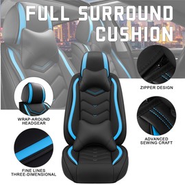Car Seat Covers for Honda Civic 2000-2026, Stylish Sport Seat Cover, Premium Nappa Leather Car Seat Cover. Automobile Seat Covers Sets.(Luxury 5 Seats/Black Blue)
