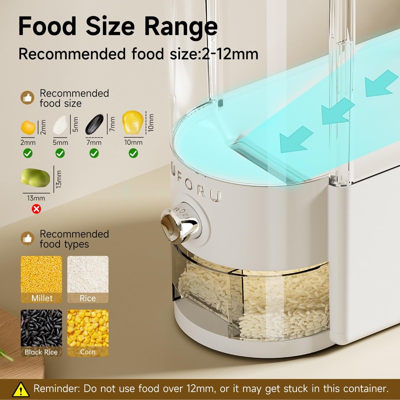 UFORU Rice Dispenser 20 lbs | Large Rice Storage Container