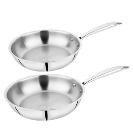 STANDHAFT Professional 3-ply Stainless Steel Cookware Set of 2 | Induction and Oven Compatible | Riveted Handles