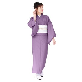KYOETSU Women's Washable Lined Kimono Awase (Large, Light purple)